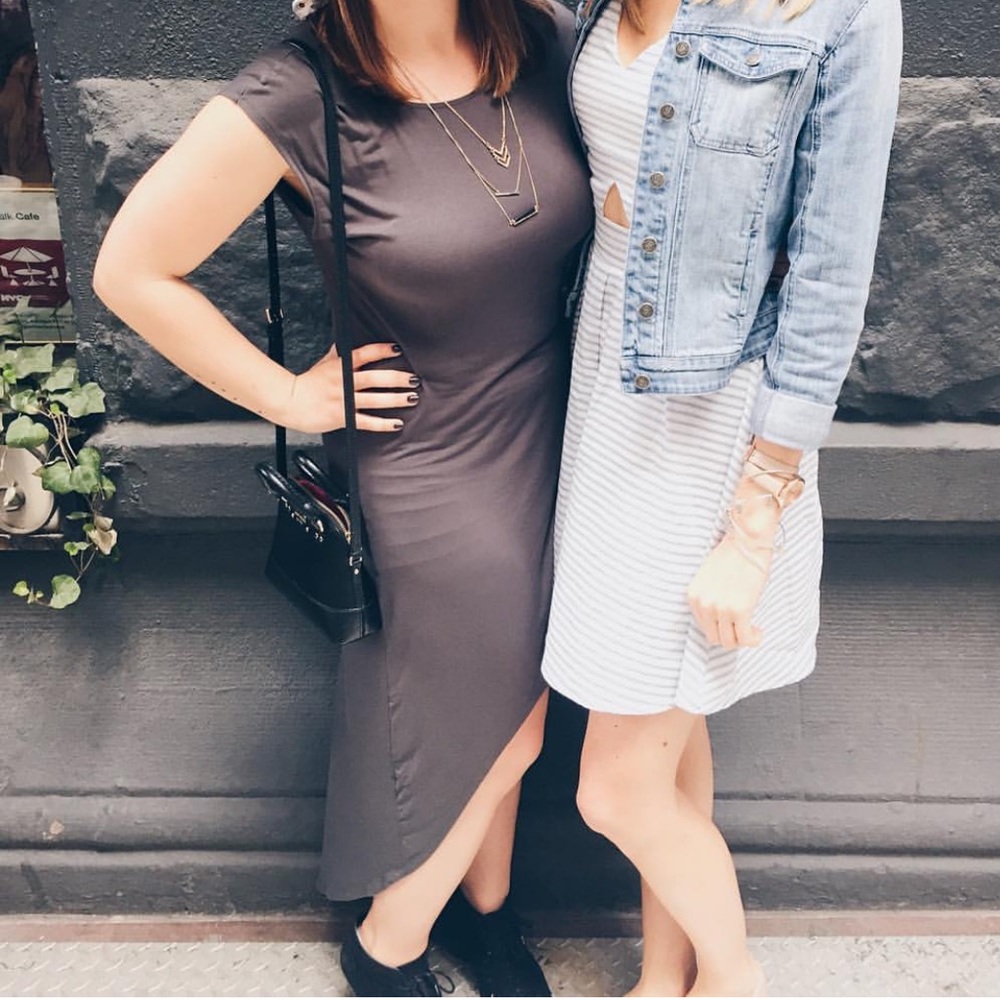 Dark Grey, Hi-Low, Dress with Tank Top Sleeves
